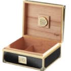 Υγραντήρας / Humidor για 30-50 πούρα μεταλλικός μαύρο χρώμα ανοιχτό καπάκι