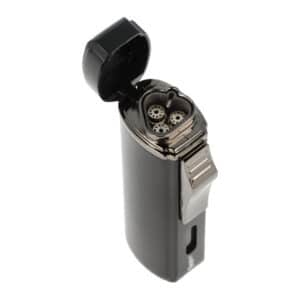 Triple Jet Flame Αναπτήρας με πουροκόπτη Punch αντιανεμικός επαναγεμιζόμενος βουτανίου μαύρος