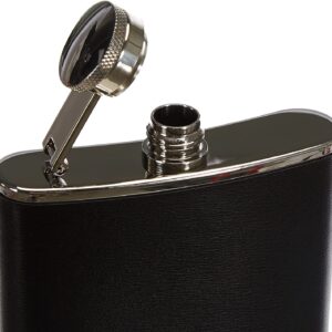 Φλασκί Ποτού Με Δέρμα Μαύρο 6oz μεταλλικό με βιδωτό καπάκι