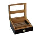 Ξύλινος Υγραντήρας / Humidor με Γυάλινο Παράθυρο για 25-30 Πούρα καφέ χρώμα με ανοιχτό καπάκι