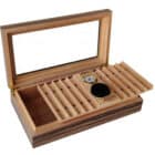 Καφέ Υγραντήρας / Humidor με Γυάλινο Παράθυρο για 20 -25 Πούρα ξύλινος με ανοιχτό καπάκι
