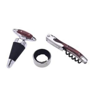 LAGUIOLE Σετ Κρασιού 3 τεμαχίων πολυεργαλείο μεταλλικό ανοξείδωτο ασημένιο με ξύλινη λαβή