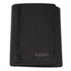 Δερμάτινο Πορτοφόλι Bi-Fold Black μαύρο χρώμα με φερμουάρ