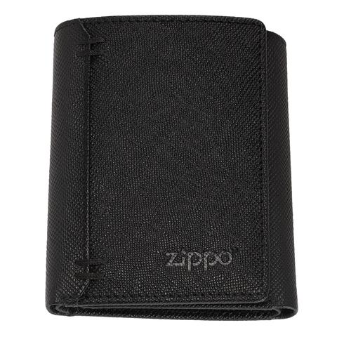 ZIPPO Δερμάτινο Πορτοφόλι Tri-Fold Black Δερμάτινο Πορτοφόλι Bi-Fold Black μαύρο χρώμα με φερμουάρ
