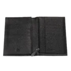 Δερμάτινο Πορτοφόλι Tri-Fold Black μαύρο χρώμα με φερμουάρ