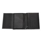 Δερμάτινο Πορτοφόλι Tri-Fold Black μαύρο χρώμα με φερμουάρ