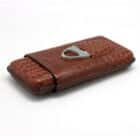 Πουροθήκη με μεταλλικό κόφτη για 3 Πούρα σε Καφέ Χρώμα (833-3) δερμάτινη