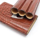 Πουροθήκη με μεταλλικό κόφτη για 3 Πούρα σε Καφέ Χρώμα (833-3) δερμάτινη