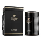 Μαύρος Κεραμικός Υγραντήρας / Humidor για 20-25 πούρα δίπλα στο μαύρο κουτί συσκευασίας του