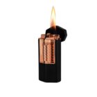 Meridian Rose Gold Triple Jet Flame Lighter Αναπτήρας μαύρος βουτανίου επαναγεμιζόμενος αναμμένος