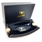 Κεραμικό Σταχτοδοχείο Μαύρο για 2 πούρα κεραμικό μαζί με τη μαύρη θήκη του