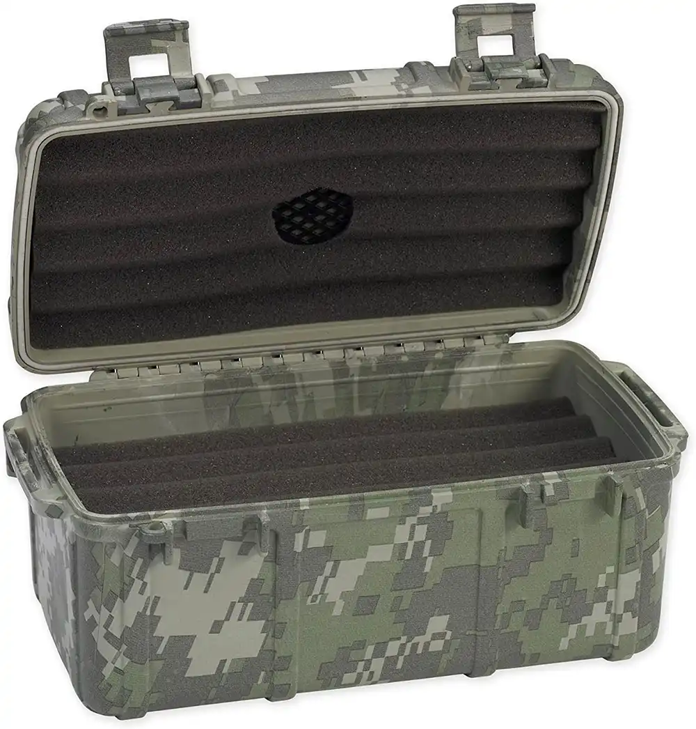 Υγραντήρας / Humidor πούρων Ταξιδίου 15 Πούρων Camo στρατιωτική παραλλαγή ανοιχτό καπάκι