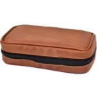 Καφέ Διπλή Θήκη Πίπας από PU Leather δερμάτινη με φερμουάρ