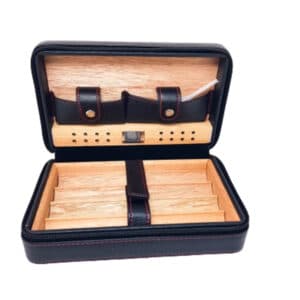 Υγραντήρας Ταξιδίου Δερμάτινος με ξύλινες θήκες για πούρα