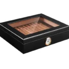 Humidor / Υγραντήρας με γυάλινο παράθυρο για 20 πούρα Μαύρος με πούρα μέσα