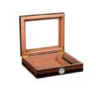 Humidor / Υγραντήρας με γυάλινο παράθυρο για 20 πούρα Καφέ ξύλινος ανοιχτό καπάκι