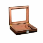 Humidor / Υγραντήρας με γυάλινο παράθυρο για 20 πούρα Καφέ ξύλινος ανοιχτό καπάκι