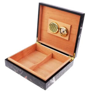 Υγραντήρας / Humidor Ξύλινος Με Εφέ Μαρμάρου για 20 πούρα ανοιχτό καπάκι