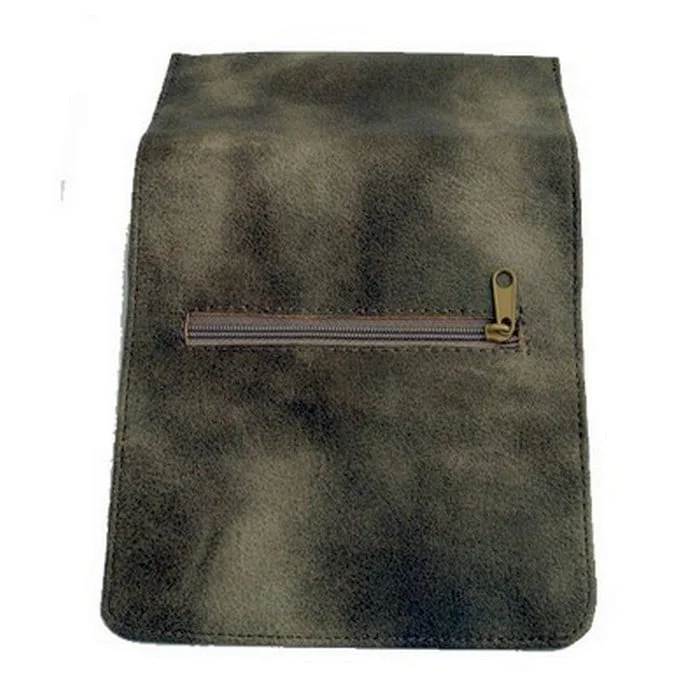 Olive PU Leather Θήκη Καπνού Δερμάτινη για πίπα ανοιχτή με φερμουάρ