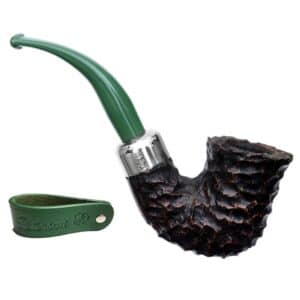 St. Patrick's Day 2022 (XL11) Fishtail (9mm) Πίπα Καπνού ξύλινη καφέ χρώματος με πράσινο επιστόμιο