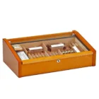Vega Deluxe Καφέ Υγραντήρας Humidor για 75 Πούρα Ξύλινος με κλειδαριά και τζάμι
