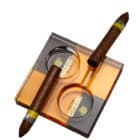 Κρυστάλλινο Σταxτοδοχείο για Δύο Πούρα (ASH-119) χρώμα μαύρο-κίτρινο με δύο πούρα επάνω