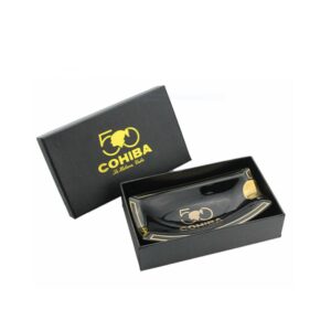 Κεραμικό Σταχτοδοχείο Μαύρο για 1 πούρο (ASH-121B) μέσα στο μαύρο κουτί συσκευασίας του