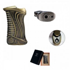 Αντιανεμικός Jet Αναπτήρας Πούρου σε Χρυσό Χρώμα επαναγεμιζόμενος βουτανίου ανάγυλφος