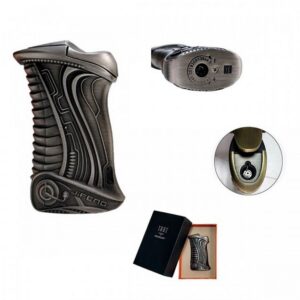 Αντιανεμικός Jet Αναπτήρας Πούρου σε Ασημί Χρώμα επαναγεμιζόμενος βουτανίου ανάγυλφος