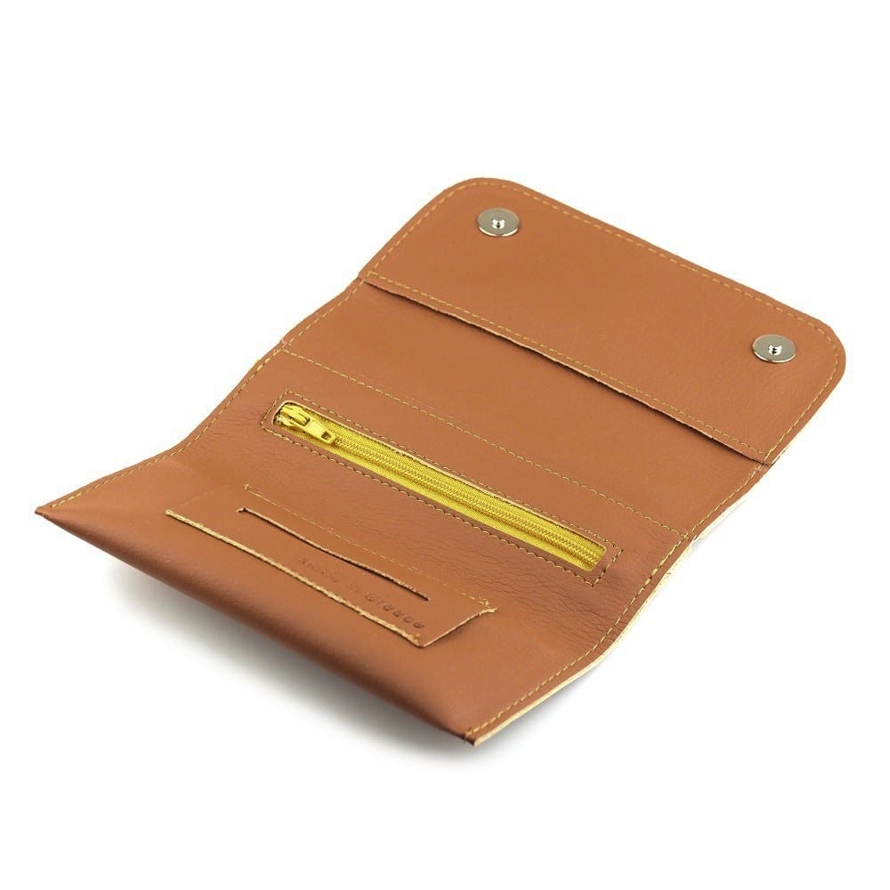 PU Leather Καφέ Δερμάτινη Θήκη Καπνού ανοιχτή με φερμουάρ
