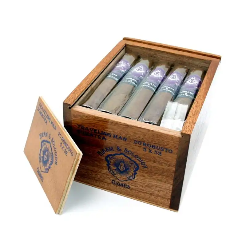 Traveling Man Sumatra Robusto πούρο ρομπούστο Νικαράγουας μέσα στο ξύλινο κουτί συσκευασίας τους
