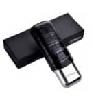 Dandy Black μαύρη Δερμάτινη Θήκη για 2 Πούρα μεταλλική ασημένια μαζί με το μαύρο κουτί της