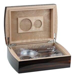 Humidor Υγραντήρας πούρων walnut set για 15 Πούρα ξύλινος καφέ χρώμα ανοιχτό καπάκι