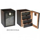 Ξύλινος Humidor Υγραντήρας πούρων Μαύρος Matte για 80-100 πούρα με 4 συρτάρια
