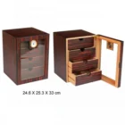 Ξύλινος Humidor Υγραντήρας πούρων Cherry Matte για 80-100 πούρα με 4 συρτάρια