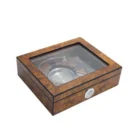 Humidor Υγραντήρας Elm Burl Σετ για 20 Πούρα ξύλινος με τζάμι