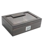 Humidor Υγραντήρας Σετ για 30 Πούρα ξύλινος καφέ χρώμα με τζάμι