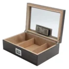 Humidor Υγραντήρας Σετ για 30 Πούρα ξύλινος καφέ χρώμα με τζάμι ανοιχτό καπάκι