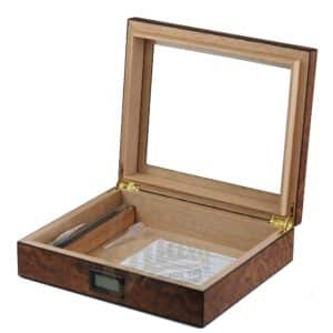 Humidor Υγραντήρας πούρων για 20 Πούρα με Παράθυρο με τζάμι καφέ χρώμα ανοιχτό καπάκι ξύλινος