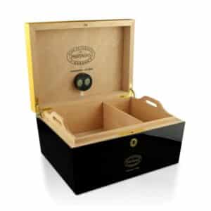 Partagas Humidor υγραντήρας πούρων για 60 Πούρα χρώμα μαύρο-κίτρινο ανοιχτό καπάκι