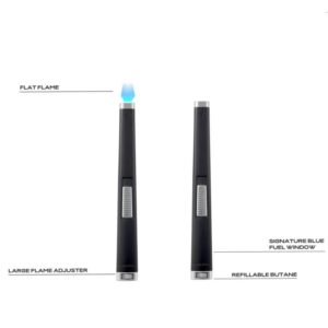 AURA Flat Flame Jet Lighter αναπτήρας Μαύρος αντιανεμικός επαναγεμιζόμενος βουτανίου αναμμένος με φλόγα