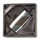 Chrome & Gunmetal Metallic Jet Flame Αναπτήρας αντιανεμικός επαναγεμιζόμενος βουτανίου μέσα στο κουτί του