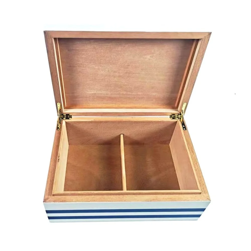Ξύλινος Υγραντήρας πούρων humidor Cuban Flag σημαία Κούβας για 75 πούρα ξύλινος μπλε χρώμα ανοιχτό καπάκι