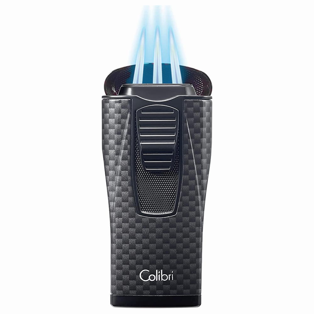 αναπτήρας colibri με 3 jet με μαύρο carbon σχέδιο