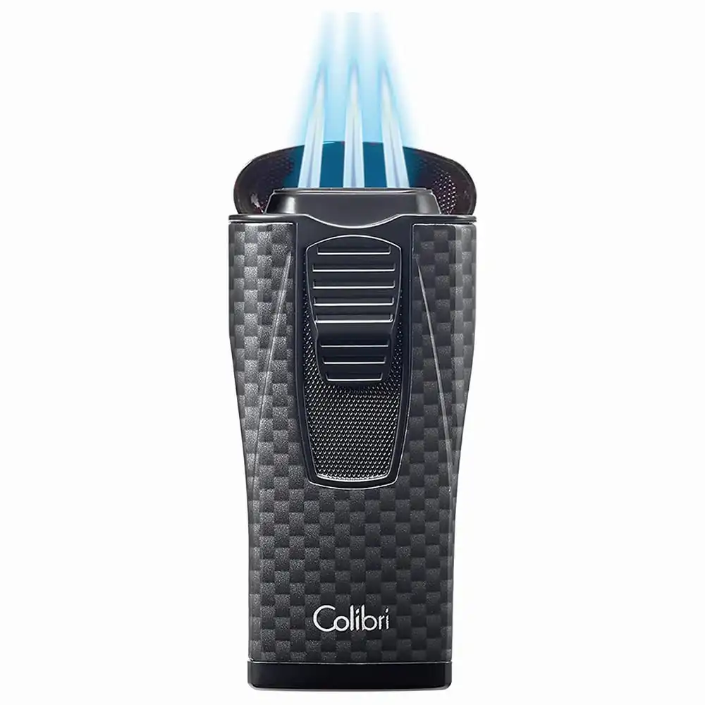 αναπτήρας colibri με 3 jet με μαύρο carbon σχέδιο
