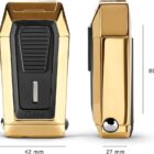 Gotham (Quantum) Τριπλός Jet με VCUT Αναπτήρας Πούρου Σε Χρυσό Χρώμα επαναγεμιζόμενος βουτανίου