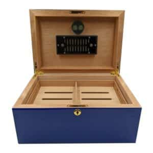 Ξύλινος Υγραντήρας humidor Cuban Flag σημαία Κούβας για 75 πούρα ξύλινος ανοιχτό καπάκι μπλε χρώμα