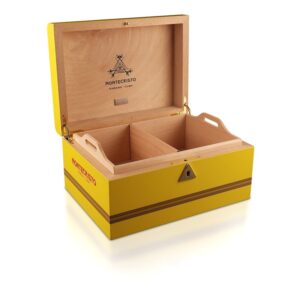 Montecristo Humidor υγραντήρας ξύλινος για 50 Πούρα χρώμα κίτρινο ανοιχτό καπάκι