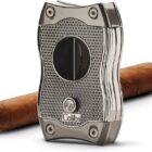 SV-CUT κόφτης πούρων πουροκόπτης χρώμα gunmetal μεταλλικός με πούρο