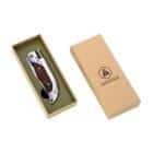 Αναδιπλούμενος Σουγιάς Από Ανοξείδωτο Ατσάλι Με Πυρόπετρα ασημένιος ξύλινη λαβή στο κουτί του